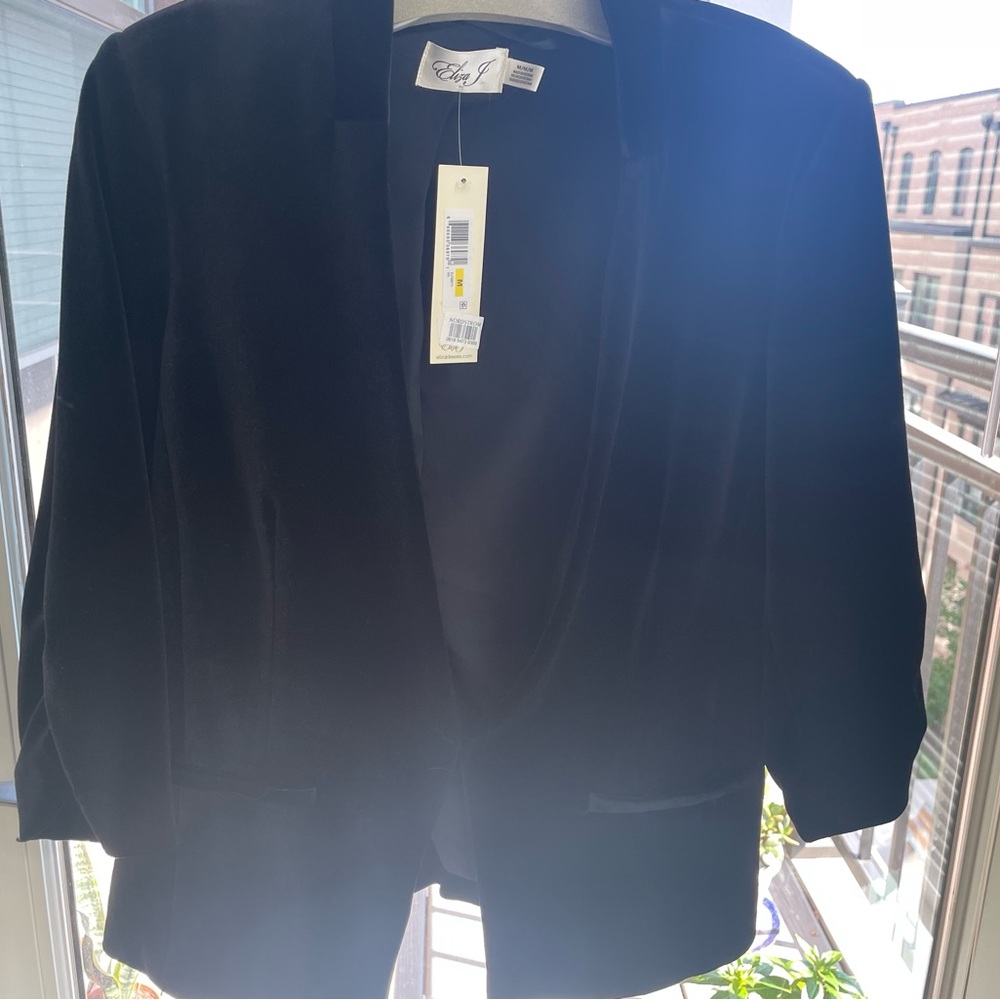 ELIZA J Women's Black Velvet Blazer MEDIUM NWT
